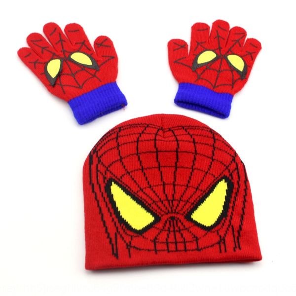 

e906 fashionable children's warm wool warm pullover hat autumn spider-man pullover hat gloves, Yellow