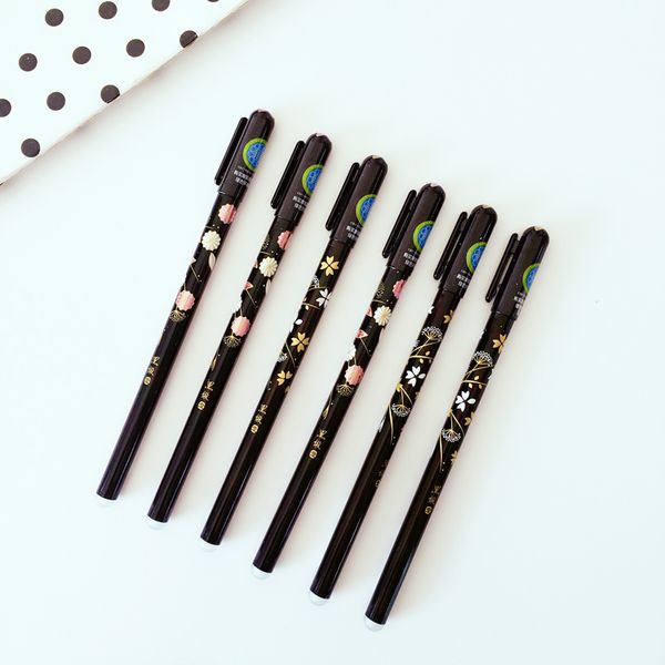 

2x elegant flower golden pastel erasable gel pen rollerball pen stationery school office supply blue ink