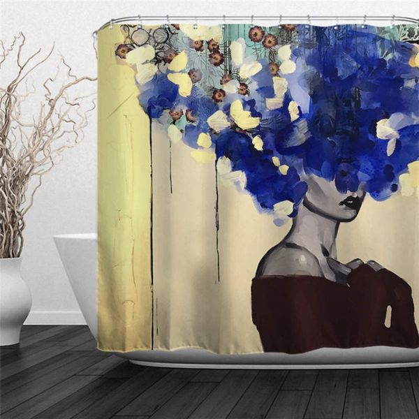 2019 Afro African American Black Girl Shower Curtain Rock