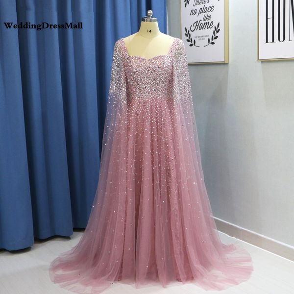 

dubai women evening dresses plus size luxury pink beaded crystal arabic prom dress with cape champagne green formal gowns, Black;red