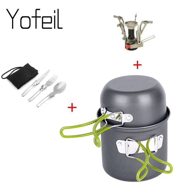 

открытый туризм отдых на природе набор посуды для 1-2 чел портативный cooking посуда для пикника набор горшок сковороды миски с посуды газов