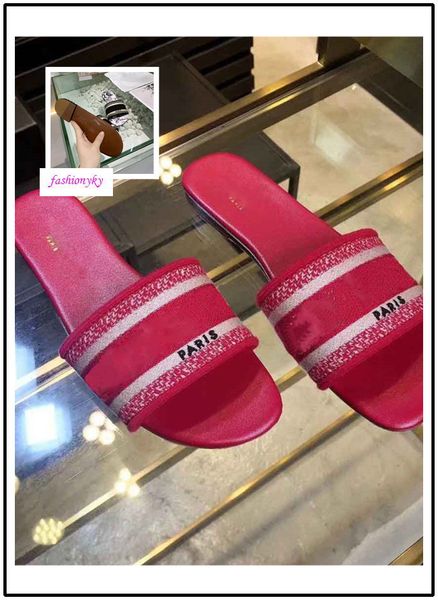 

high-quality new dazzle flowers women sandals designer slippers embroidery sandal striped beach causal slipper, Black