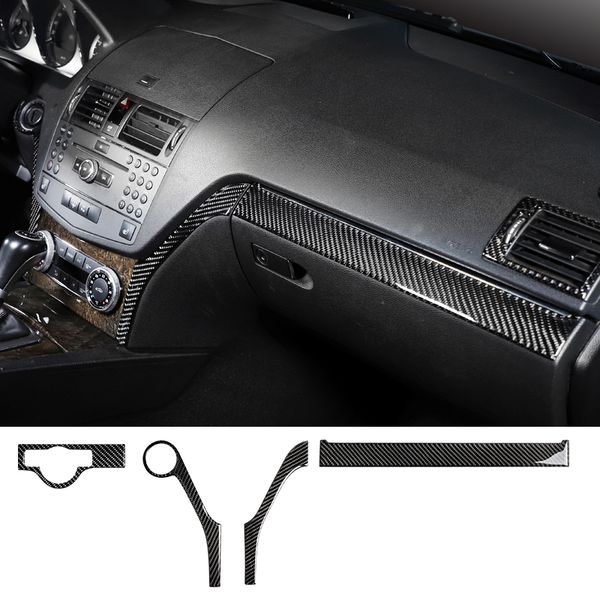 

car sticker interior decoration moulding trim strips carbon fiber car central control strip decal for mercedes c class w204