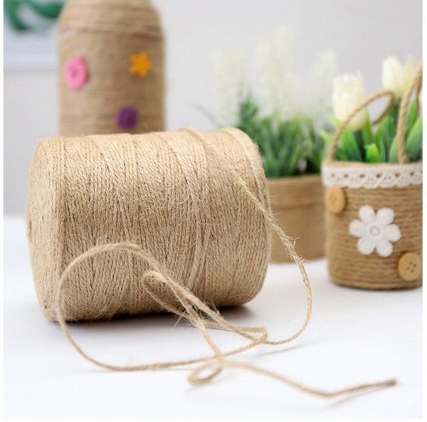 

2mm/500m natural jute undyed diy craft rope hanging label bottle packaging line thread craft home decoration jute rope, Black;white