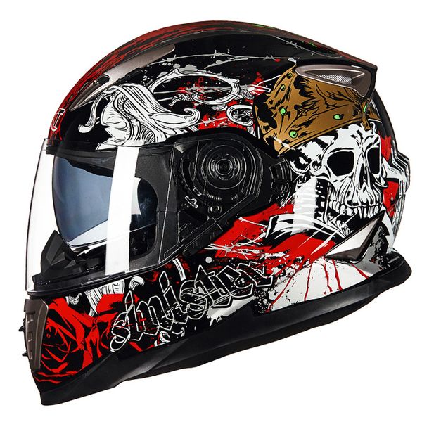 

gxt skull model motorcycle helmet winter double lens visor men moto full face helmets motorbike racing motocross helmet
