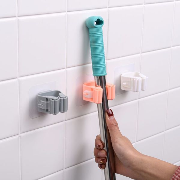 

2 pcs/set wall mounted mop organizer holder mop clip broom hanger clip seamless mops hook rack storage rack kitchen tool