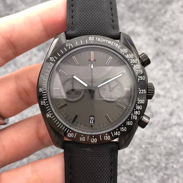 

2020 new style speed quartz vk movement master watch men planet ocean full fuction black dial leather band male watch, Slivery;brown