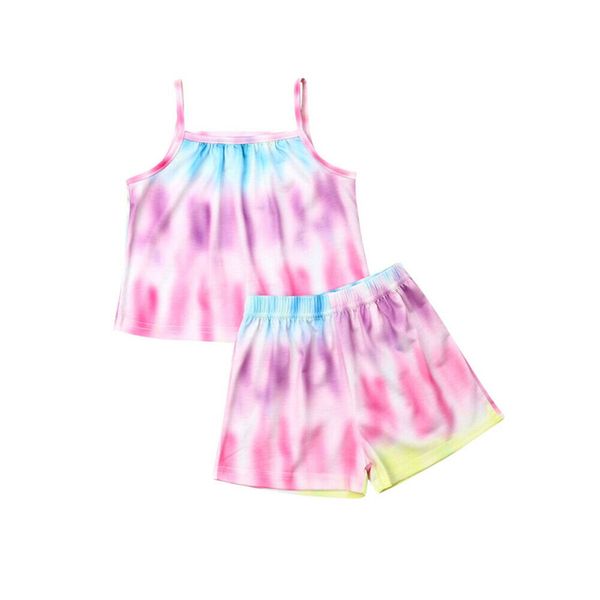 

cute toddler baby girl clothes dress summer 2 styles striped ruffle dress rainbow two pieces set tanks shorts kids outfits, White
