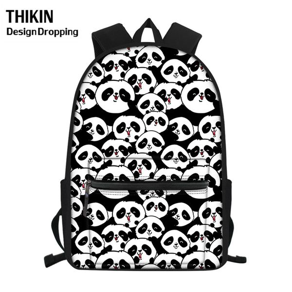 

thikin 2020 back to school bag for boys cute cartoon panda girls backpack for kids travel bagpack teenager schoolbag with pocket