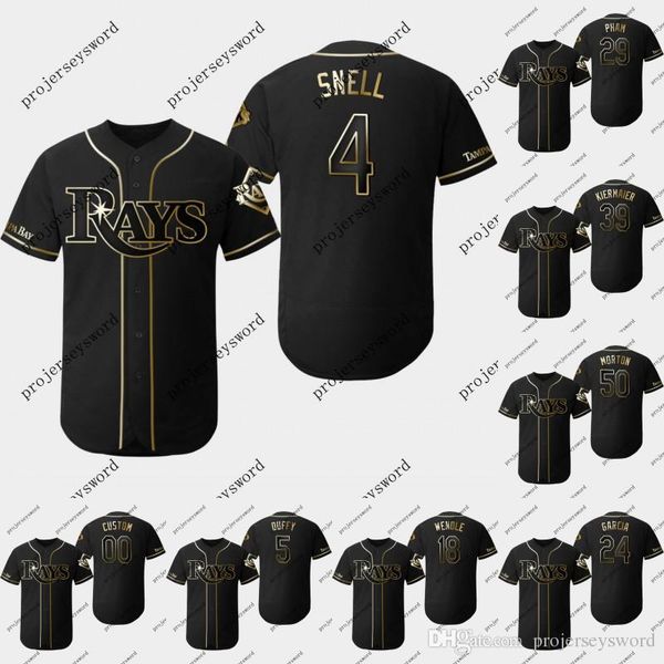 

Tampa Bay Blake Snell 2019 Golden Edition Jersey Matt Duffy Joey Wendle Tommy Pham Kevin Kiermaier Charlie Morton Rays Baseball Jerseys