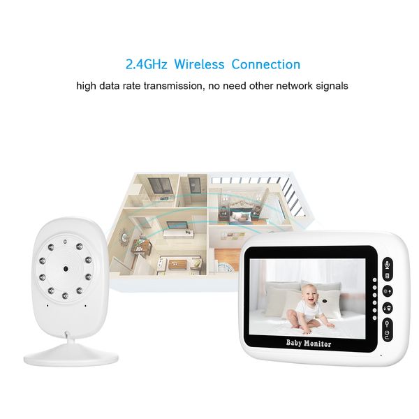 

uk/eu/us plug 4.3 inches color lcd wireless digital video baby sleeping monitor baby crying warning light temperature monitoring