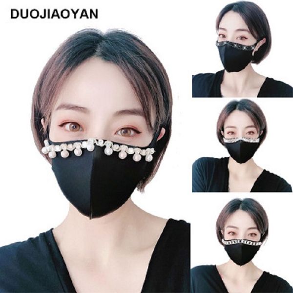 

fashion shiny crystal mask pm2.5 face mouth mask reusable mask cotton protection masker black anti-dust masks anti-pollution masks by dhl