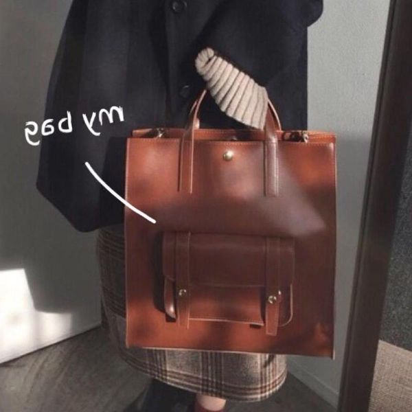 

2020 new women's handbag retro college style ladies shoulder messenger bag simple fashion large capacity pu square bag