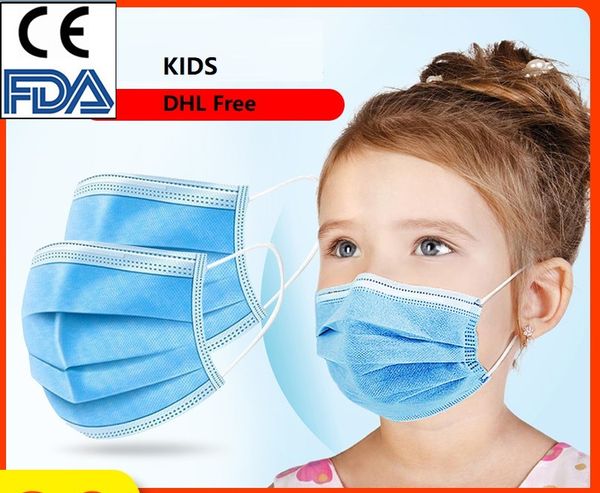 

kids disposable face masks children disposable 3-layers masks with earloops dustproof mask facial protective anti-dust for age3-12 ce fda