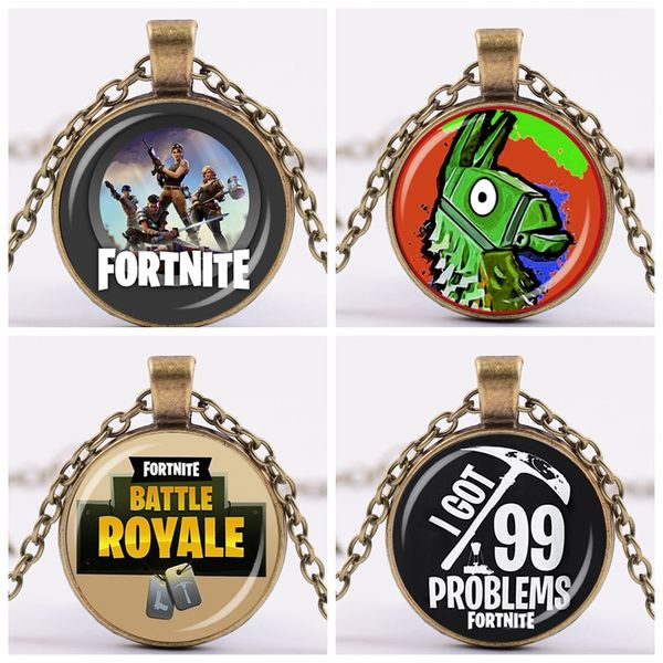 

Battle game alloy necklace pendant game fan ouvenir fortnite battle royal pendant ilve gold black copper chain 5 tyle