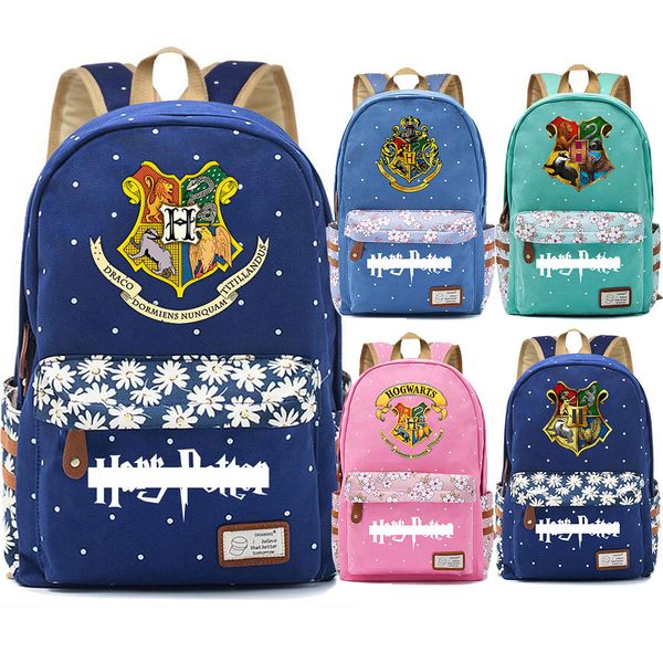 

f0302 new magic school hogwarts emblem children schoolbag girls school bag women bagpack teenagers canvas lady femme backpack