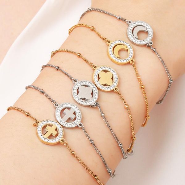 

mwm 2019 письма из нержавеющей стали браслеты для женщин девушки сердца кристалла браслета цепи мужских аксессуаров золота серебро ювелирных, Black