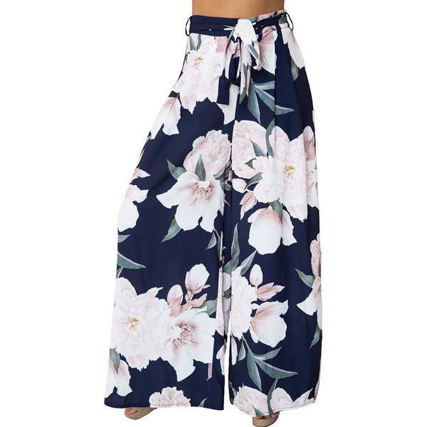 

high waist leggings women designer pants girl floral print wide leg women long casual pant summer polyester boho beach elastic chiffon, Black;white