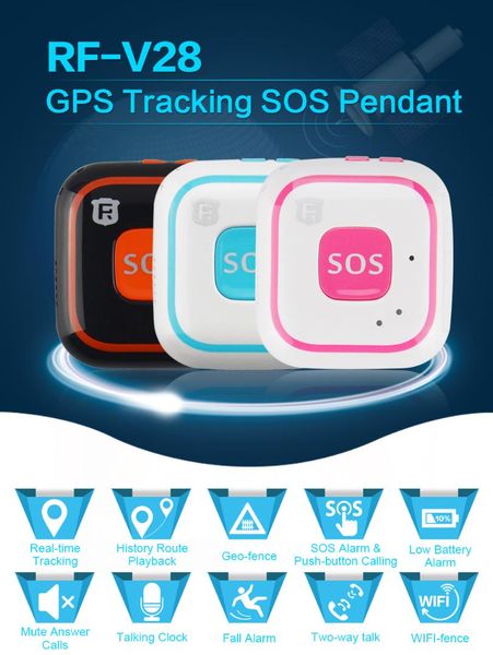 

mini size smart rf-v28 kids gps tracker two way audio communication talking clock sos historical route playback