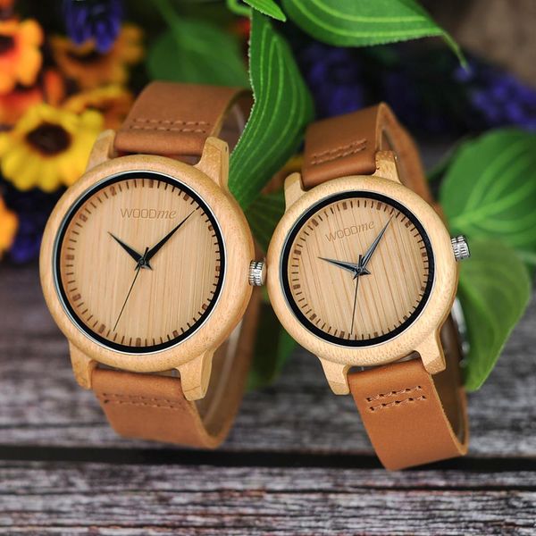 

lovers watches couple watch women bamboo wood men watch leather band handmade quartz wristwatch erkek kol saati, Slivery;brown