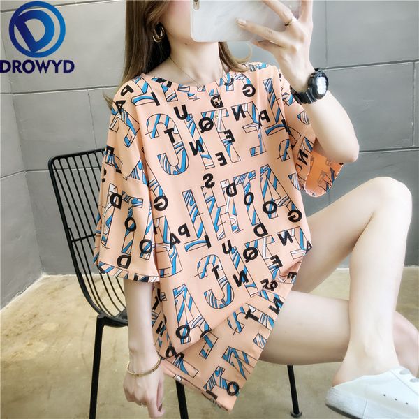

women short-sleeved thin t-shirt summer fashion o-neck letter print pink harajuku streetwear hip-hop cool club party t-shirt top, White