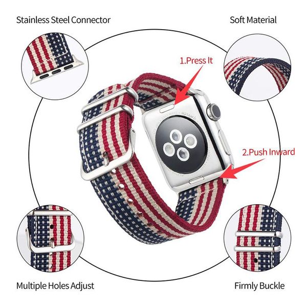 

Nylon Soft Watch Band for Apple Watch Band Straps 40mm 44mm 42mm 38mm Adjustable Closure Loop Bracelet Replacement Watchband for Apple Watch