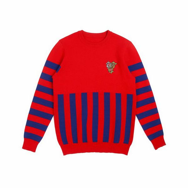 

men's sweater 2019 autumn new embroidered letter badge striped men's slim joker knit round neck sweater size -3xl men's colr, White;black