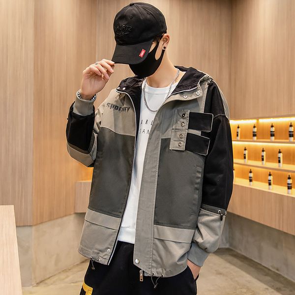 

men's jackets 2021 spring ins tide brand hooded oversized loose jacket casual men, Black;brown