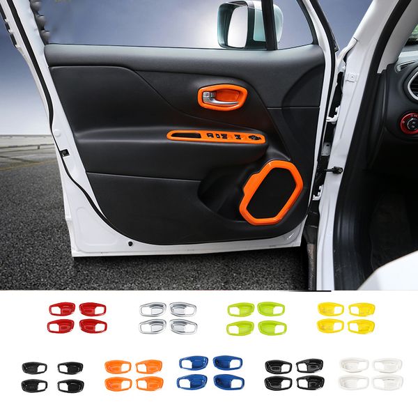 

abs interior door handle trim bowl cover decoration accessories for jeep renegade 2016+ 4pcs interior accessories