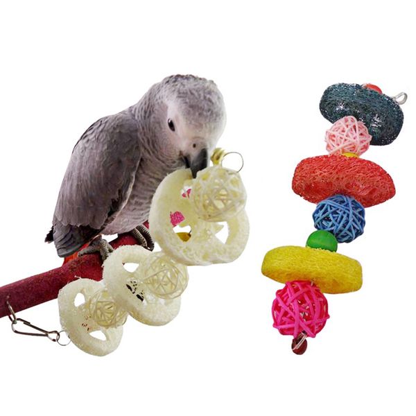 

bird toys parrot toys swing parrot cage bells sponge hanging cockatiel parakeet pet bird bites climb chew wholesale 40dc21