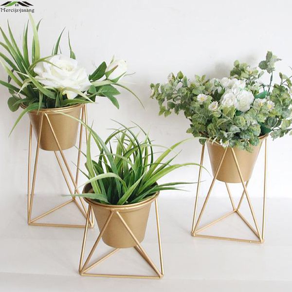 

nordic wrought iron vases table metal vase plant dried floral holder flower pot flower barrel for wedding/home decoration g022