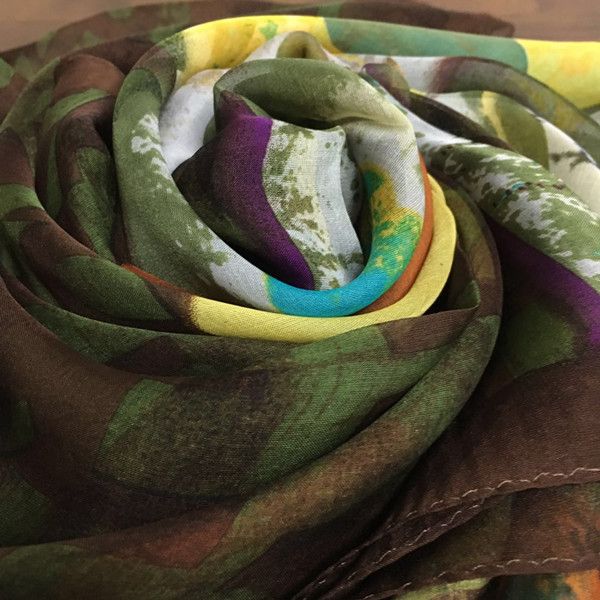 

wholesale-women's summer 100% silk scarves print gradient letter pattern long scarf for lady size 180cm - 65cm, Blue;gray