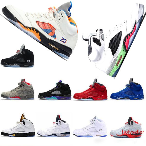 

5s classic 5 basketball shoes white cement black metallic red flight blue suede oreo sneakers for men shoe outdoor walking sneaker trainer