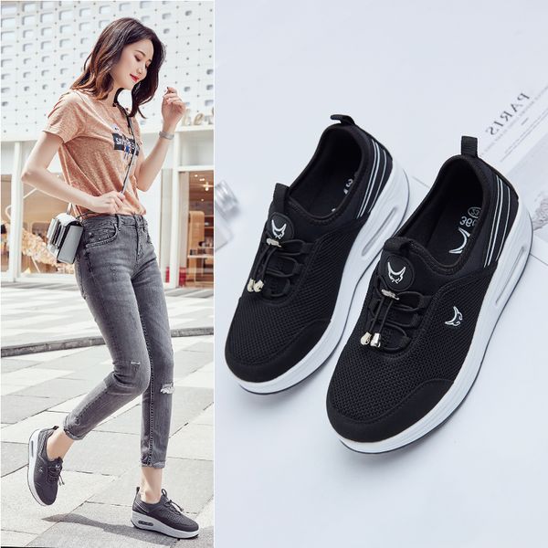 

new lady thick-bottomed rocking casual shoes female soft bottom sports shoes breathable outdoor walking