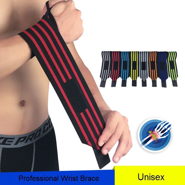 

1pc men women useful sports bandage weightlifting wrist support fitness training bands straps sports safety accessories, Black;red
