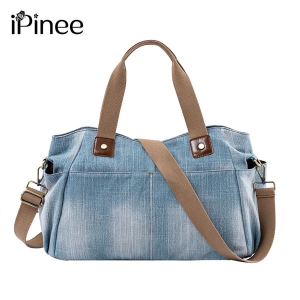 

ipinee fashion women denim handbag ladies simple handbags large casual shoulder messenger bag mummy bags sac tote