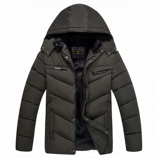 

men hooded collar parka fathers winter jacket 72, Black