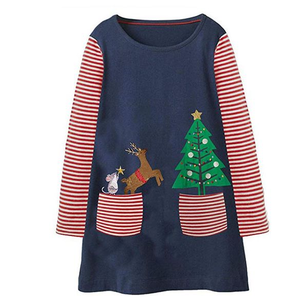 

muqgew 2018 toddler baby girl dress long sleeves dress soft full cotton striped princess christmas clothing, Red;yellow