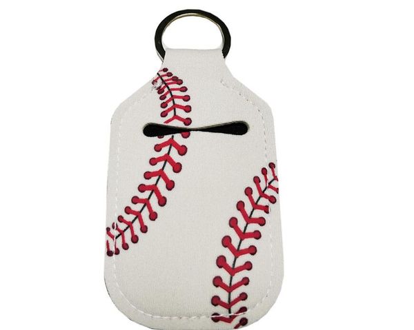 

bag parts keychain baseball softball keychain chapstick holder 10.3*6cm key rings hand sanitizer bottle holder, Black