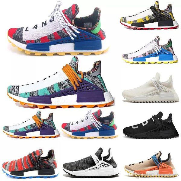 

2019 fa hion men women running hoe pharrell william hu trail human race afro hu olar pack holi black ca ual port neaker ize 36 46