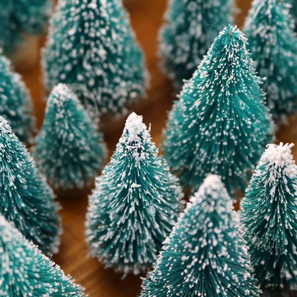 

12pcs mini christmas tree sisal silk cedar decoration small christmas tree gold silver blue green white mini
