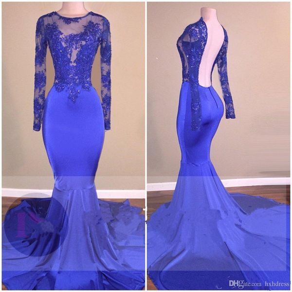 

royal blue 2019 новые платья выпускного вечера африканские вечерние платья аппликации блестками русалка с длинным рукавом вечернее платье се, Black