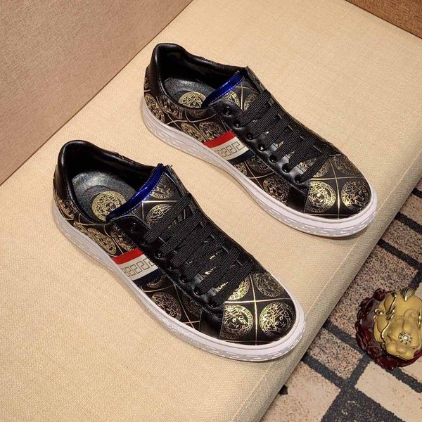 

2020 luxury design shoes platform shoes leather casual running men outdoor shoes luxury shoelace box ing, Black