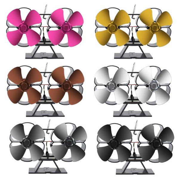 

double motor 8 blades heat powered stove fireplace eco fan silent fuel saving