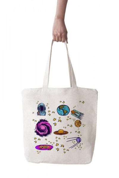 

angemiel bag large space and astronaut themed shopping beach tote bag