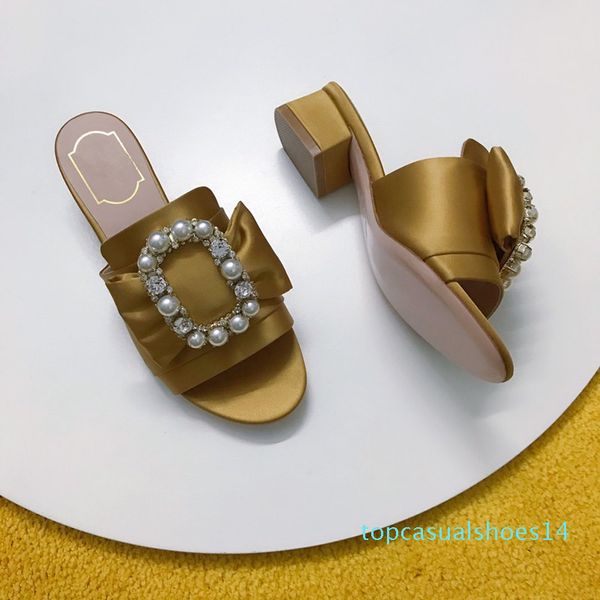 

women's rhinestone low-heel slippers colorful pearl designer work summer women's sandals dress shoes classic trend fashion 14t, Black