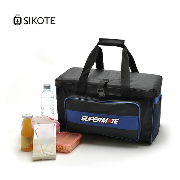 

sikote 24l nylon lunch bag for insulation high capacity cooler bag for car and picnic waterproof high capacity thick cooler bags, Blue;pink