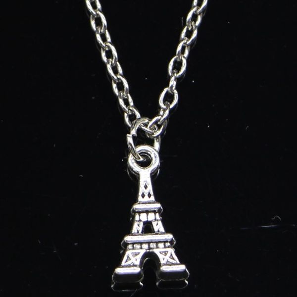 

20pcs new fashion necklace 15mm eiffel tower paris silver pendants short long women men colar gift jewelry choker