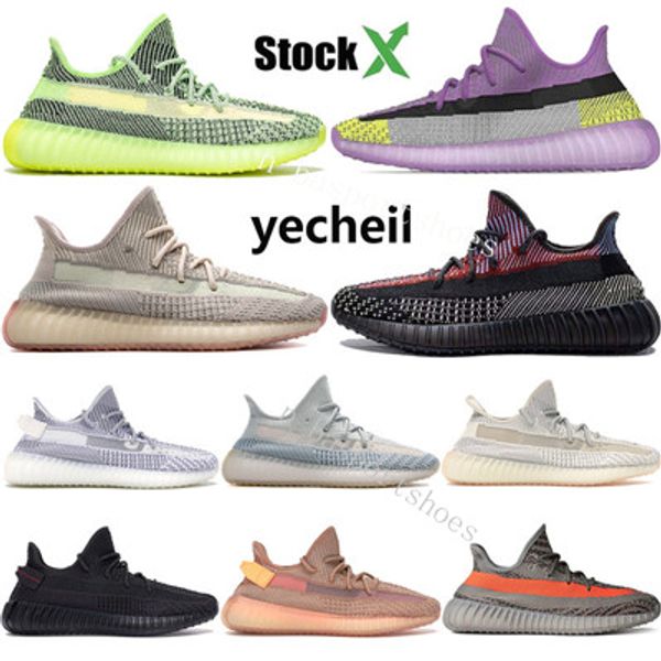 

2020 new yeehu yecheil black static 3m reflective kanye west running shoes gid glow true form clay butter men sneakers twenty fourone
