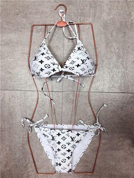 

women's swimwear bikini reveal back swimming suit new pattern degree flower printing 7 color brand sandy beach bikini swimwear, White;black